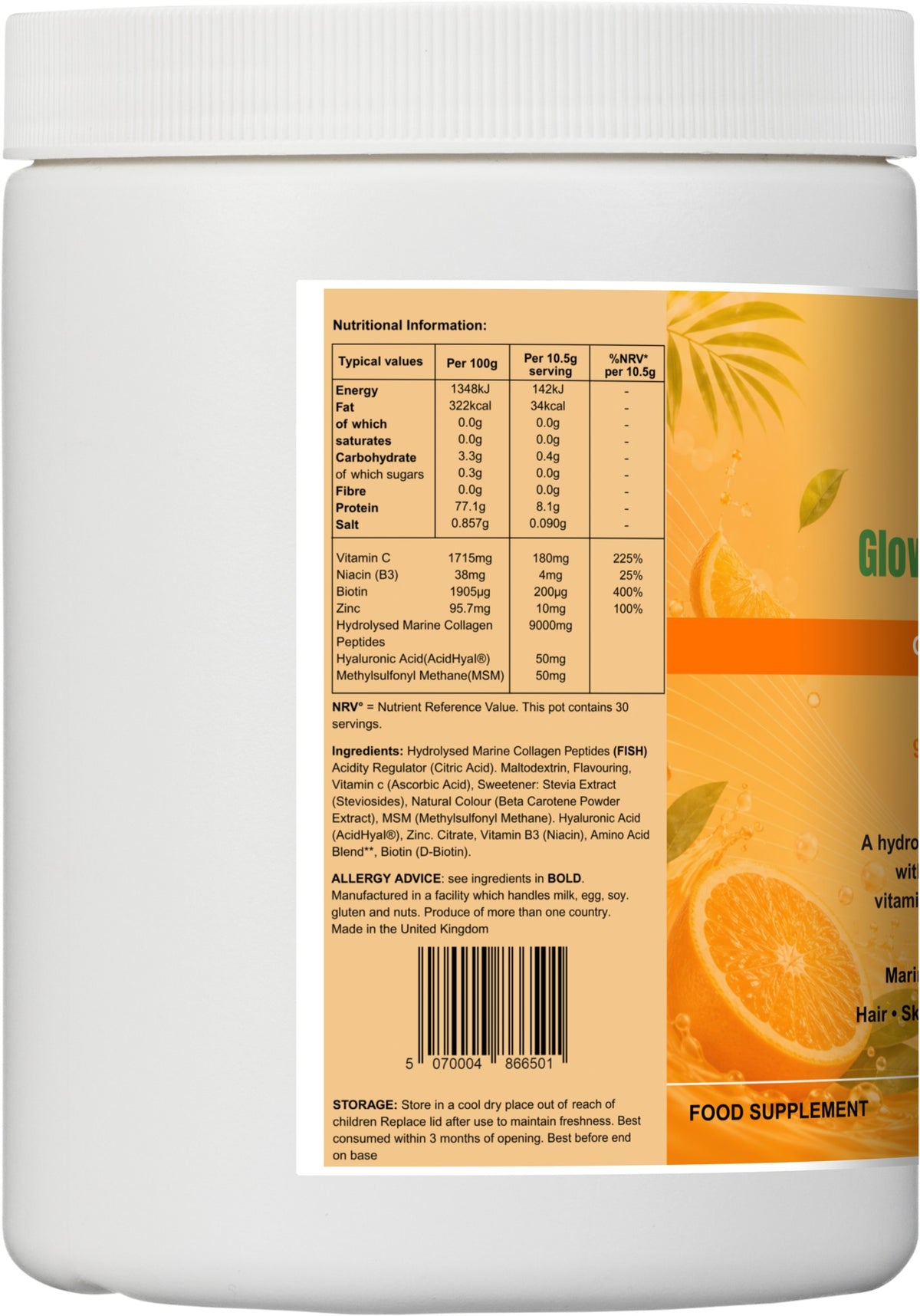Glow Marine Collagen tub — left angle