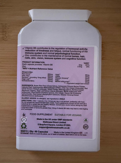 Harmony Balance ingredients and nutrition panel — back of pack